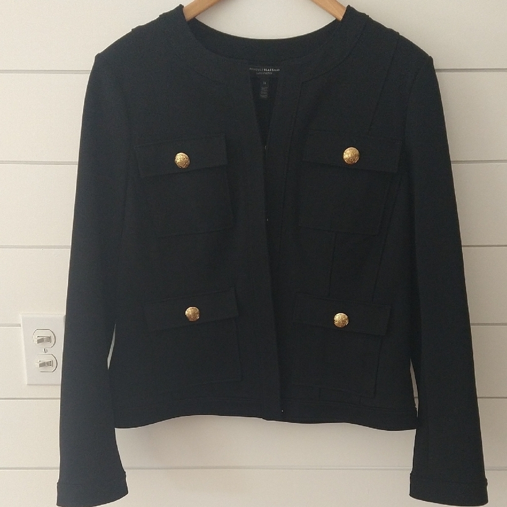 White House Black Market Black Blazer with Gold Buttons